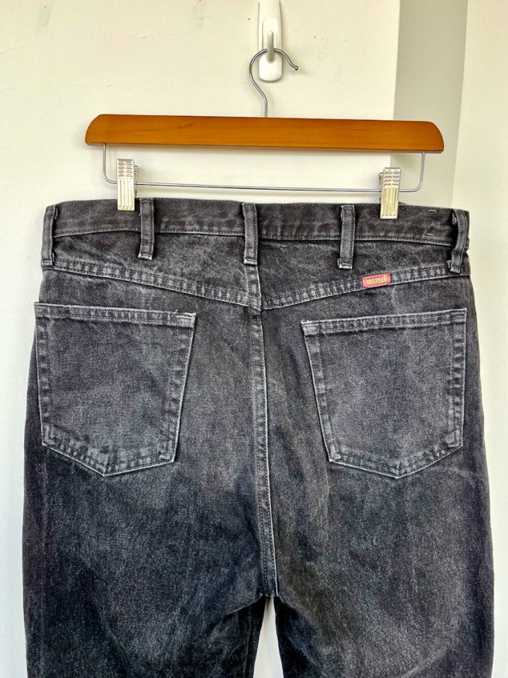 Rustler Men’s 36x34 Faded Black Straight Leg 100% Cotton Jeans